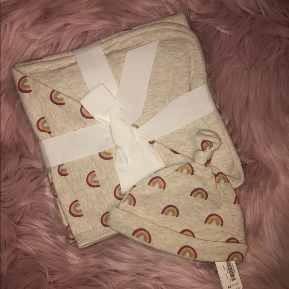 Gymboree Other - Gymboree Rainbow Blanket & beanie